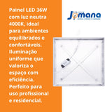 Painel Led Flat 36W 4000k Quadrado Bivolt IP20 Deluxe Bivolt