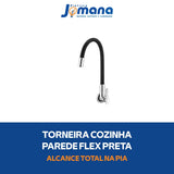Torneira de Parede Flex 1178 B27 Preta Cozinha Lorenzetti