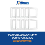 Kit 10 Plafon LED 24W 30x30 6500K Bivolt Branco Frio Avant