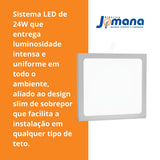 Kit 10 Plafon LED 24W 30x30 6500K Bivolt Branco Frio Avant