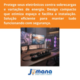 Filtro De Linha Megatron Régua 5 Tomadas 1M Preto Bivolt 127/220v