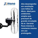 Ventilador de Parede Ventisol 60cm New Black Turbo Oscilante – 220V – Grade Plástica – Preto