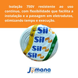Cabo Flexível 1x6mm2 Branco Rolo 100m 750V Antichama Branco Sil