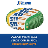 Cabo Flexível 4mm Fios 100m Verde 750V Antichama Sil