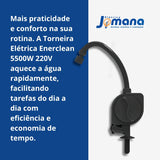 Torneira Elétrica Parede Enerclean 5500W 220V Preta Polida Enerbras