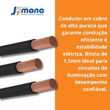 Cabo Flexível 1,5 mm Preto Sil Antichama - 100 Metros