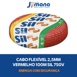 Cabo Flexível 1x2,5mm2 100m 750V Antichama Vermelho Sil