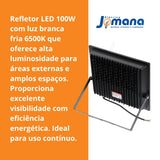 Refletor Led Slim Preto 100W IP 66 6500K Temperatura de cor Branco Frio Bivolt AVANT