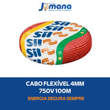 Cabo Flexível 4mm2 100M 750V Antichama Flexsil Vermelho SIL