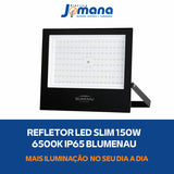 Refletor Led Slim 150w Branco Frio Ip65 Blumenau Preto 127/220v Preto Branco-frio