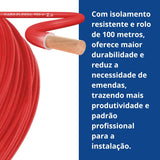 Cabo Flexível 4mm2 100M 750V Antichama Flexsil Vermelho SIL