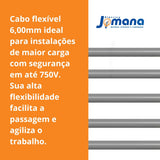 Cabo Flexível 6mm2 Cinza Flexsil 750V Antichama 100m SIL