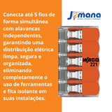 Kit 10 Conectores Wago 221-415 5 Vias - Compacto para emenda