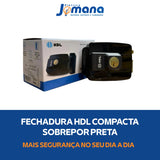 Fechadura Elétrica Compacta de Sobrepor Preta Original 12V HDL