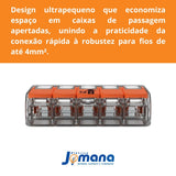 Kit 10 Conectores Wago 221-415 5 Vias - Compacto para emenda