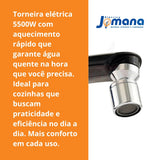 Torneira Elétrica Prima Black Touch 220V 5500W 60 Hz Preto Polido Zagonel