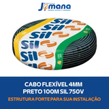 Cabo Flexível 4mm² Preto 100m 750V Antichama SIL