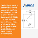 Aquecedor a Gás Lorenzetti LZ 750 BP 7,5L GLP