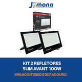 Kit 2 Refletores LED Slim Temperatura de cor Branco-frio 100W 6500K IP65 Bivolt Avant