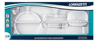 Kit Acessórios Banheiro Lorenzetti Attic Quadra 5 Peças Branco 2000 F24 Fixação Parede