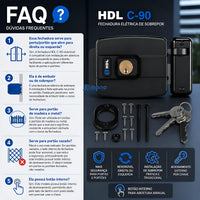 Hdl Fechadura Eletrônica C90 Abre P/dentro Fixa Preta