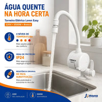 Torneira Elétrica Lorenzetti Loren Easy Mesa 127V 5500W Branca – Bica Alta Móvel para Bancada