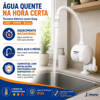 Torneira Elétrica Lorenzetti Loren Easy Mesa 127V 5500W Branca – Bica Alta Móvel para Bancada