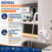 Torneira Elétrica Lorenzetti Loren Easy Mesa 127V 5500W Branca – Bica Alta Móvel para Bancada