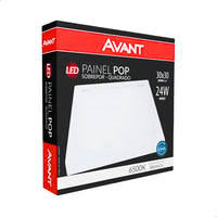 Kit 10 Plafon LED 24W 30x30 6500K Bivolt Branco Frio Avant
