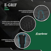 Chuveiro Eletrônico Enerbras E-Griff Preto 127V 5500W com Controle Eletrônico de Temperatura