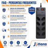 Filtro de Linha Energy 8 Tomadas Proteção DPS Preto 127/220V Clamper