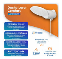 Chuveiro Lorenzetti Loren Comfort Eletrônico 7500W 220V Branco