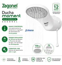 Chuveiro Ducha Eletrônica Moment 7500W 220V 7.5 kW Zagonel