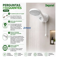 Chuveiro Ducha Eletrônica Moment 7500W 220V 7.5 kW Zagonel
