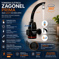Torneira Elétrica Prima Black Touch 220V 5500W 60 Hz Preto Polido Zagonel