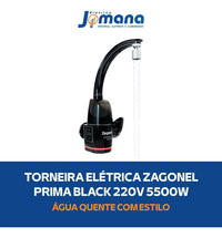 Torneira Elétrica Prima Black Touch 220V 5500W 60 Hz Preto Polido Zagonel