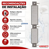 Resistência Lorenzetti Loren Shower Ultra 3065M Cinza 220V 7500W Original