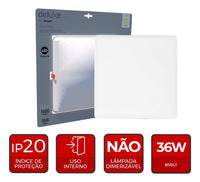 Painel Led Flat 36W 4000k Quadrado Bivolt IP20 Deluxe Bivolt