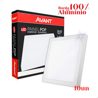 Kit 10 Plafon LED 24W 30x30 6500K Bivolt Branco Frio Avant