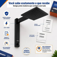 Chuveiro Acqua Century Preto 7500W 220V Eletrônico 7.5 KW Lorenzetti