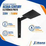 Chuveiro Acqua Century Preto 7500W 220V Eletrônico 7.5 KW Lorenzetti