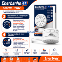 Chuveiro Ducha Enerbanho 6800W 220V Branco 4 Temperaturas Enerbras