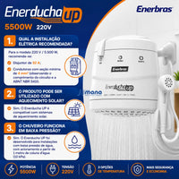 Chuveiro Enerducha Up Branco 3 Temperaturas Potência 5500 W 220V Enerbras
