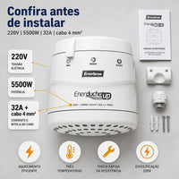 Chuveiro Enerducha Up Branco 3 Temperaturas Potência 5500 W 220V Enerbras