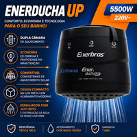 Chuveiro Ducha Enerducha Up Preto 3 Temperaturas 5500W 220V Enerbras