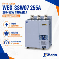 Chave Soft Starter SSW070 255A 220–575V Trifásico Industrial WEG