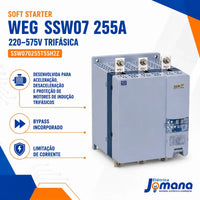 Chave Soft Starter SSW070 255A 220–575V Trifásico Industrial WEG