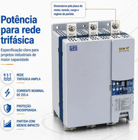 Chave Soft Starter SSW070 255A 220–575V Trifásico Industrial WEG