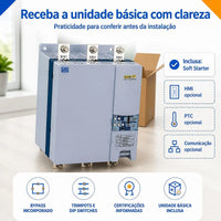 Chave Soft Starter SSW070 255A 220–575V Trifásico Industrial WEG