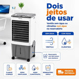 Climatizador de Ar Ventisol CLIN16-02 16 Litros 220V Branco/Cinza – 5 em 1 com Reservatório para Gelo